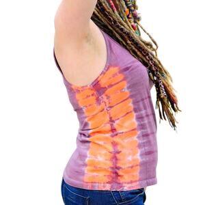 Womens Top Size Large Purple Tank Tie Dye Hippie Handcrafted Festival Concert